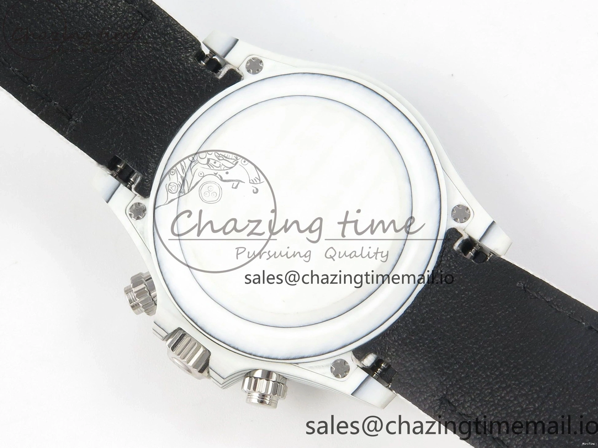 MiroTime 0301 Daytona Cosmograph White Carbon MPF Best Blaken Skeleton Dial on White Nylon Strap A FreshLook 314